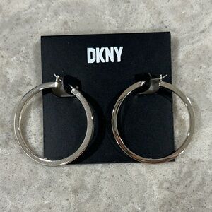 NEW DKNY Large Silver Hoop Earrings